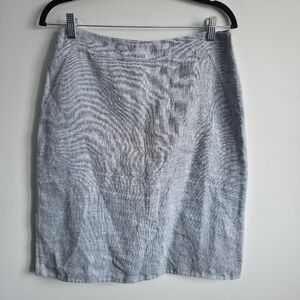 Carolina Herrera New York Grey Linen Blend SkirtTailored Pocket Knee Length 6